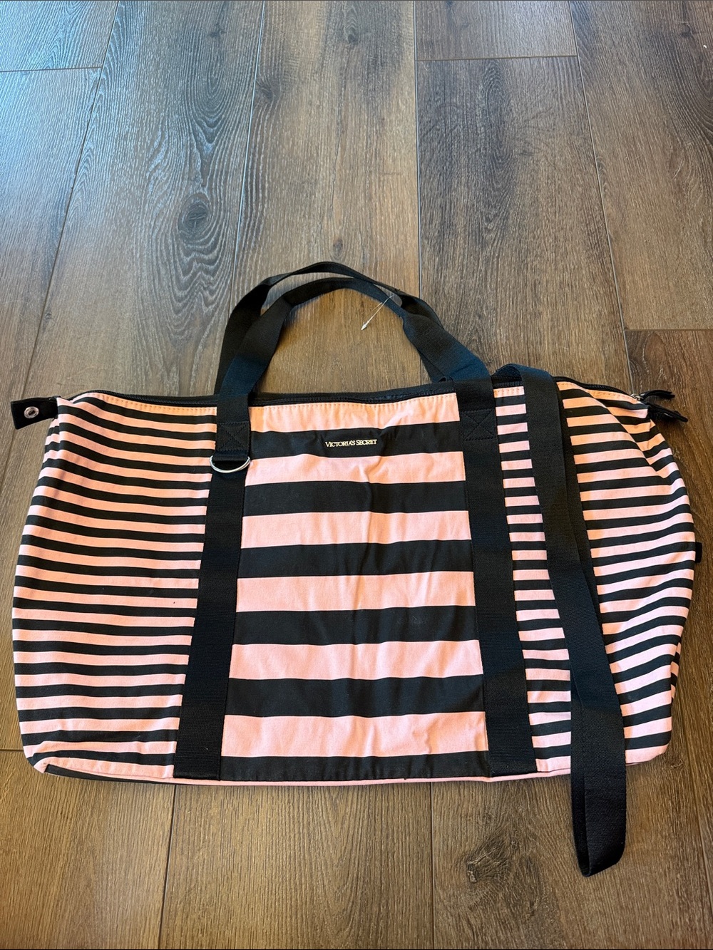 Never used Victoria's Secret Pink and Black Striped Travel Tote